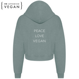 PEACE LOVE VEGAN CROPPED ZIP UP HOODIE